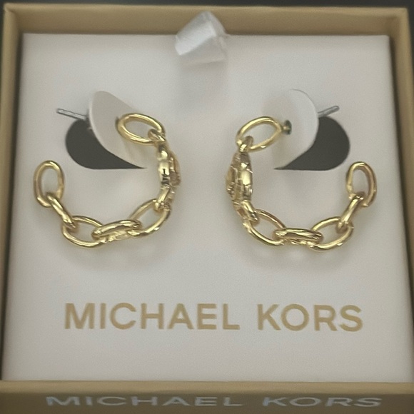 Michael Kors gold pave hoop earrings - Picture 1 of 3